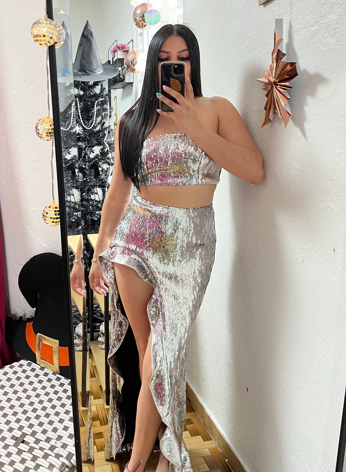 Silver sequins set